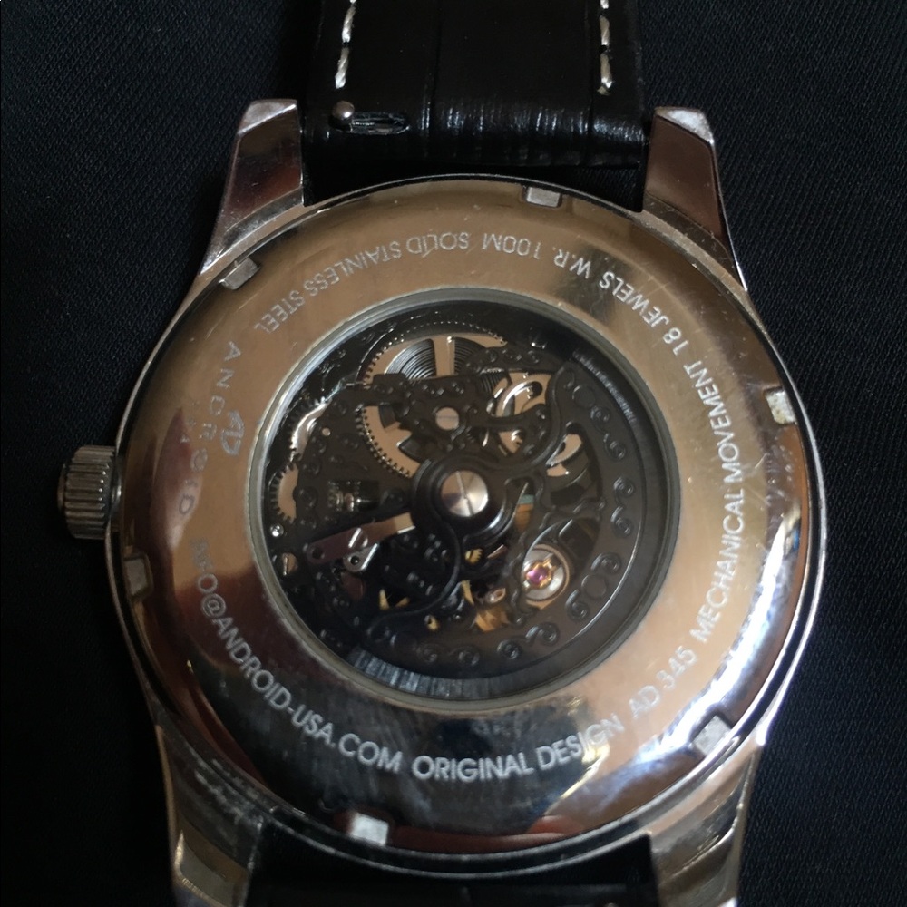 Android Mechanical Skeleton Watch Ad345 Mens 44mm… - image 3